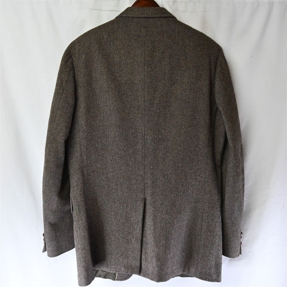 Vtg 90s 46L Red Brown Herringbone Tweed 2 Btn Blazer Suit Jacket Sport Coat - Picture 10 of 10